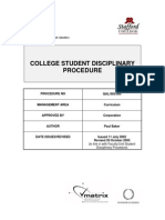 College Student Disciplinary Procedure: Learning Development Unit (Quality)