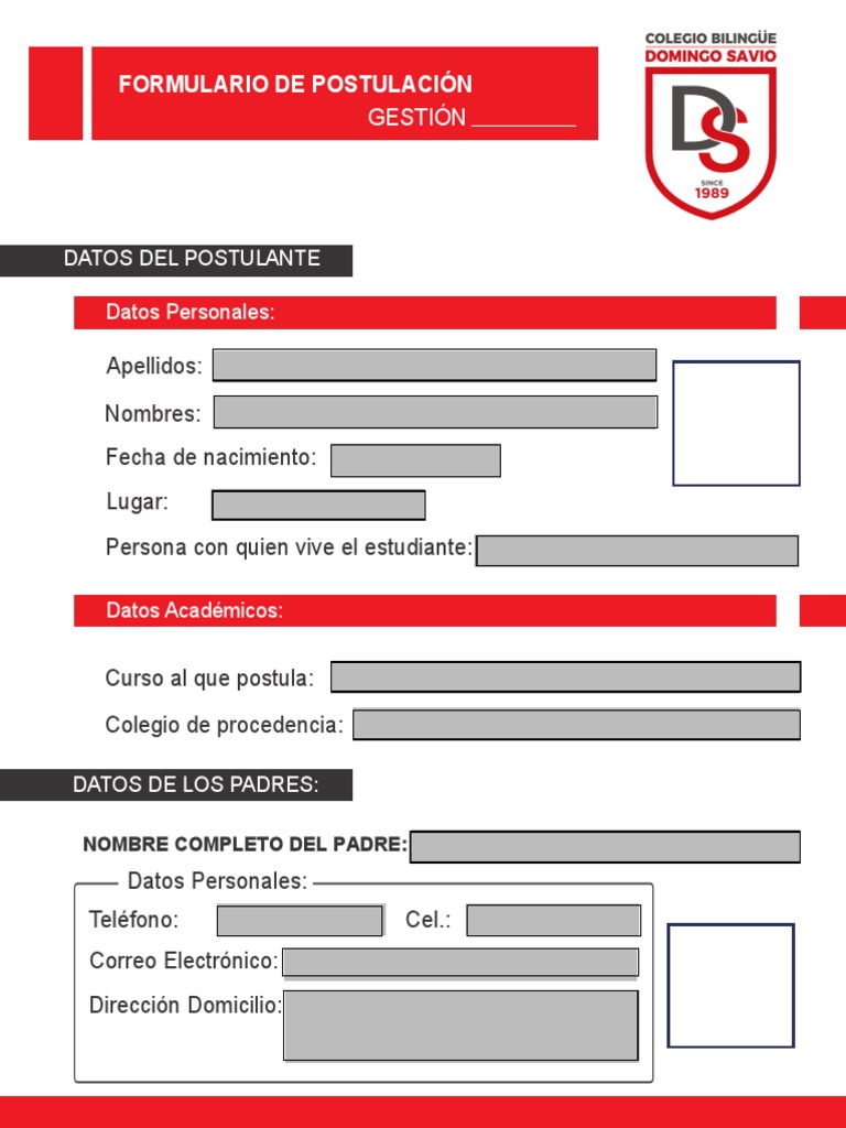Formulario de Postulación Escolar | PDF