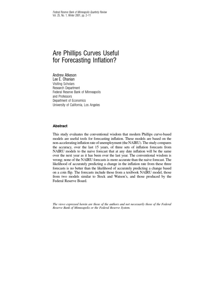 Are Phillips Curves Useful For FI | PDF | Phillips Curve | Nairu