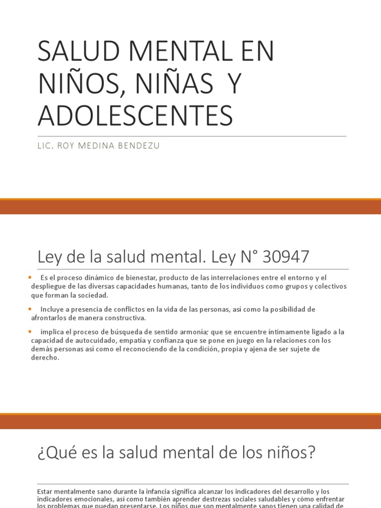 Salud Mental en Niños y Adolescentes | PDF | Salud mental | Mente