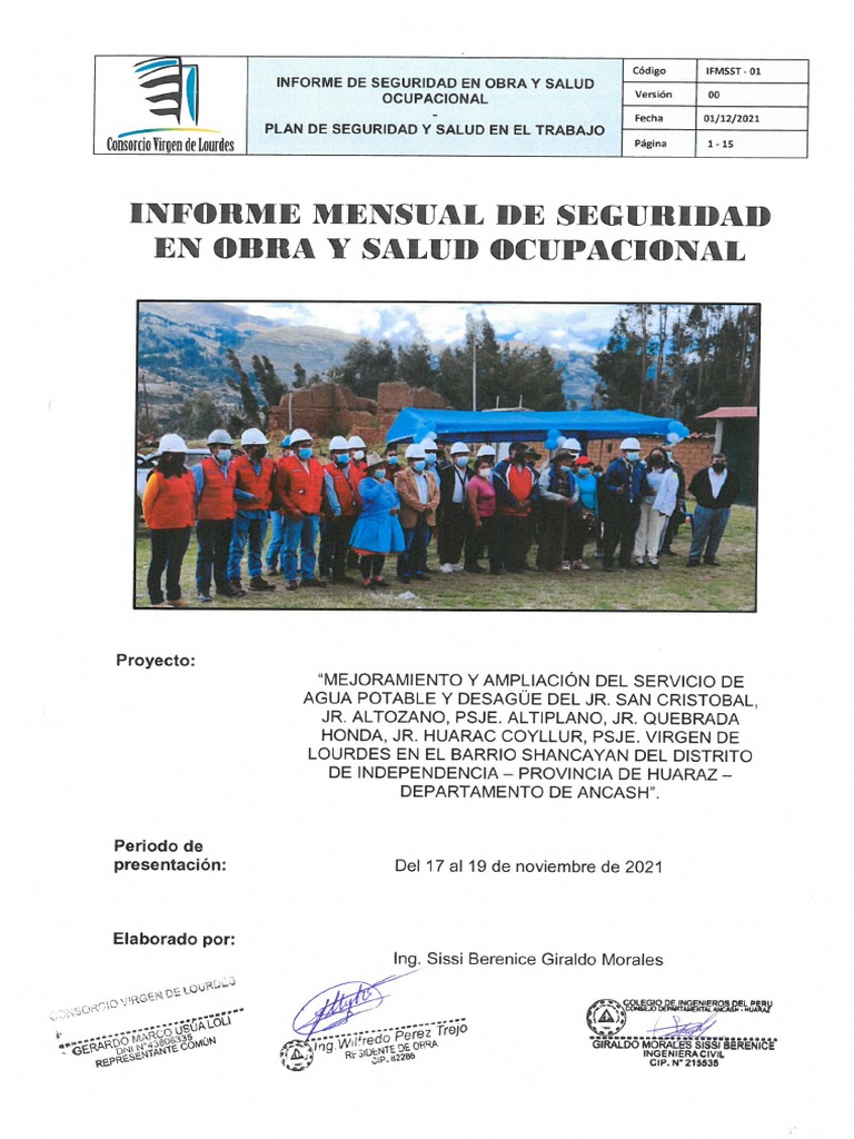 2 Informe Mensual de Seguridad y Salud Ocupacional | PDF