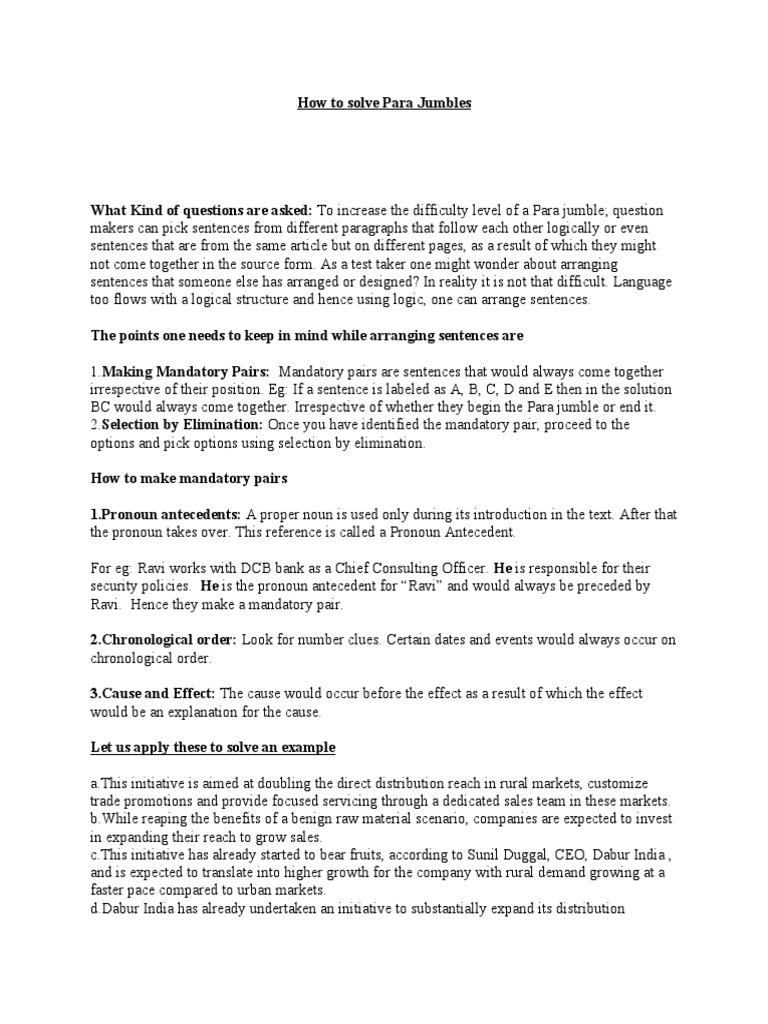 How To Solve para Jumbles | PDF | Pronoun | Grammar