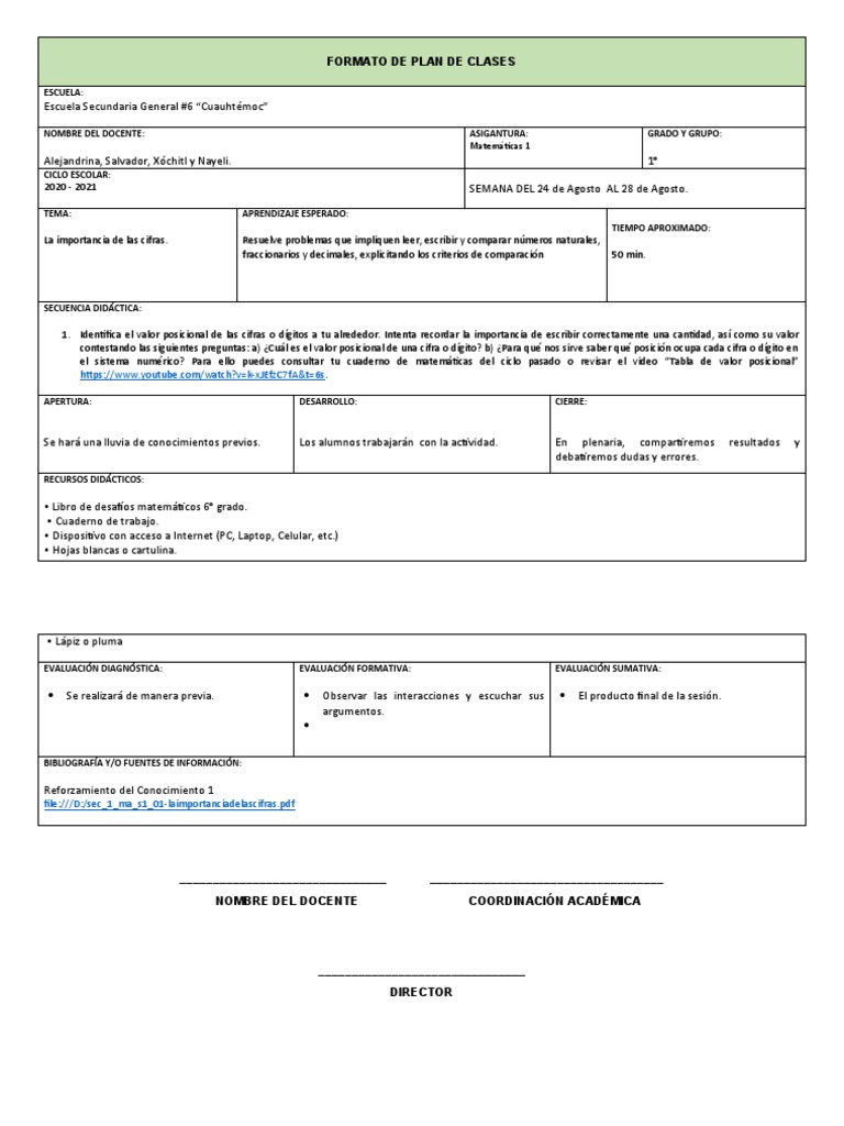 Formato de Plan de Clases | PDF | Evaluación | Cognición