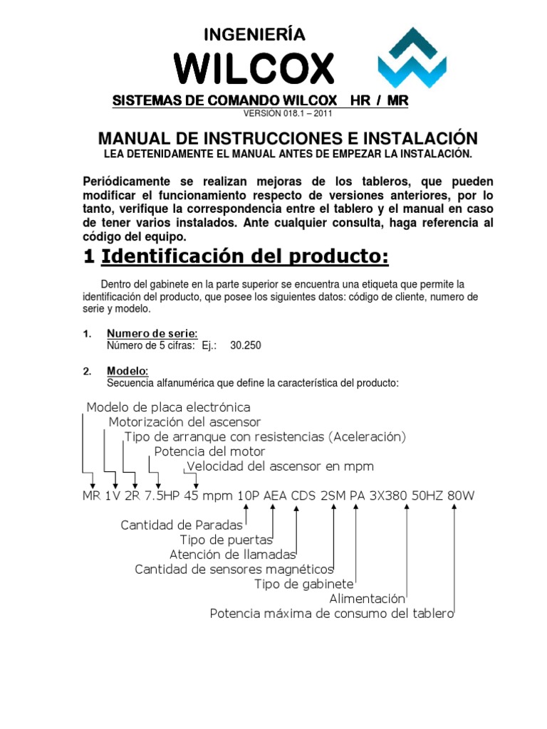 Wilcox manual mr hr v018 1 pdf ascensor im n
