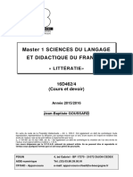 Master 1 Sciences Du Langage Et Didactique Du Fran AIS: Ç Littératie