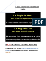 Regla de oro para ordenar las oraciones en Inglés