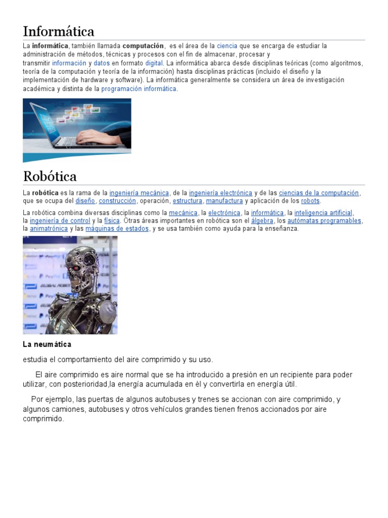Introducción a la Informática y Robótica | PDF | Informática | Ciencias ...