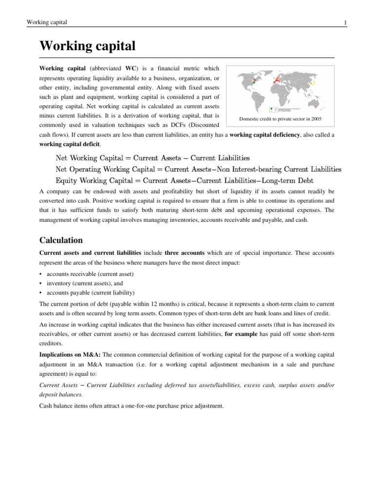 Working Capital Calculation Pdf Working Capital Financial Economics