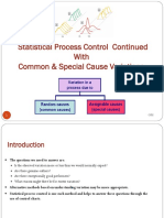 Statistical Process Control Continued With Common & Special Cause Variations