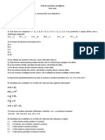 Lista de Exercícios de Álgebra Prof. Jack