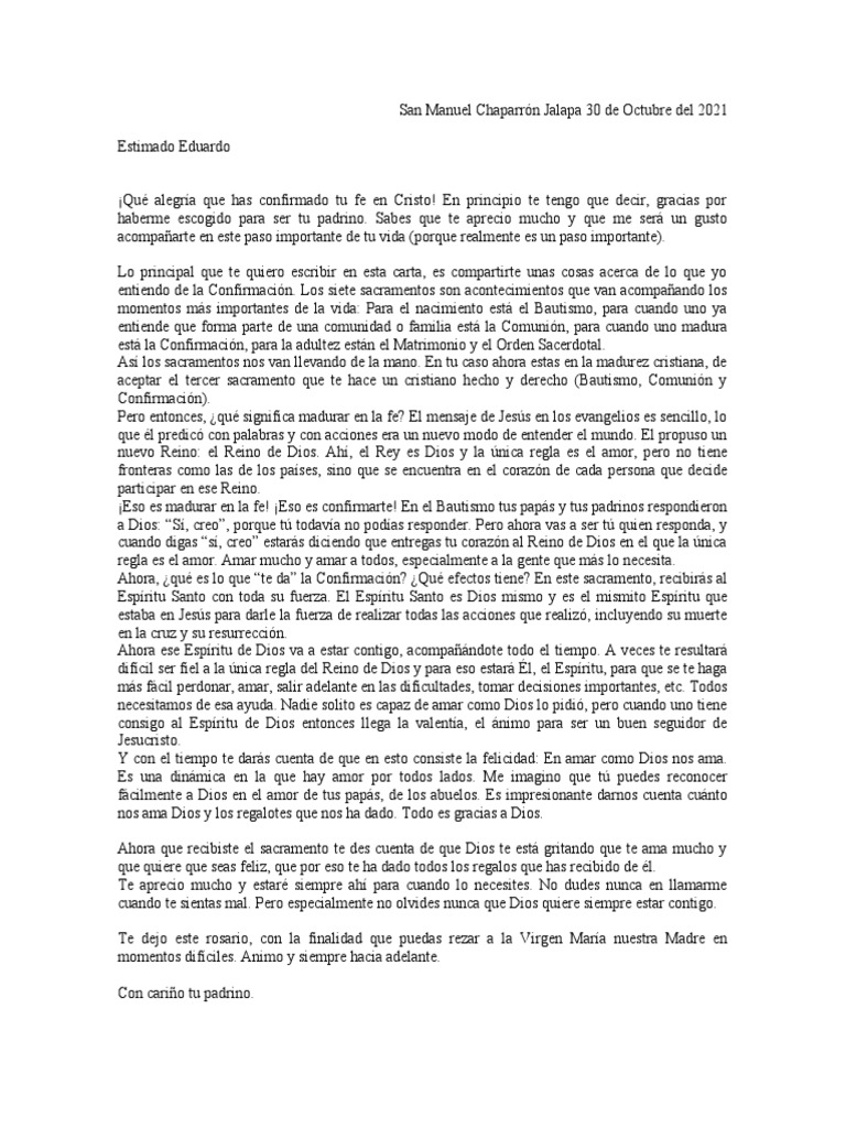 Carta A Ahijado | PDF | Confirmación | Amor
