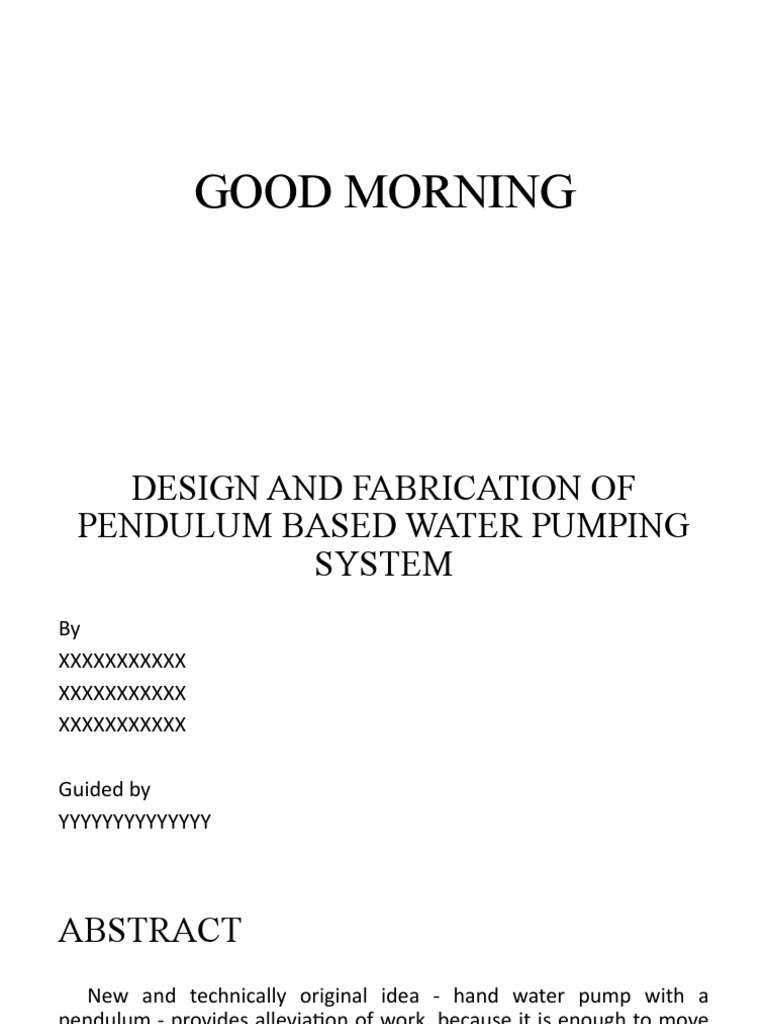 Pendulam Based Water Pump PDF Pump Pendulum