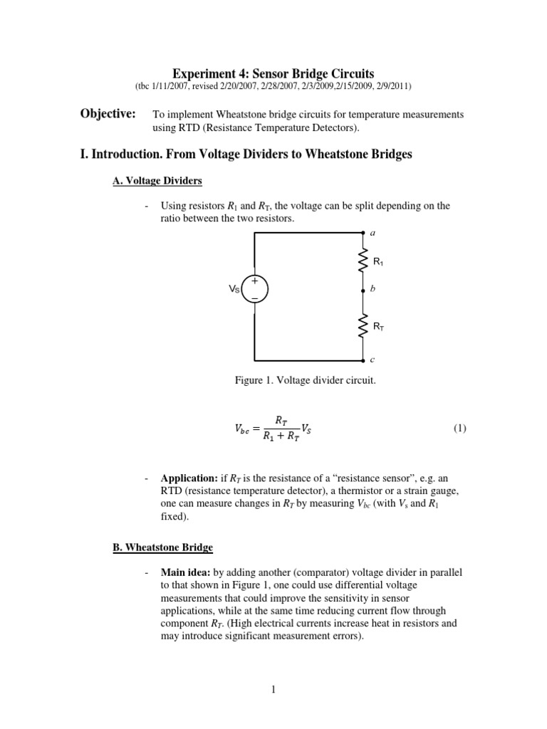 RTD Wheatstone Bridge Circuit Setup | PDF | Electromagnetism ...