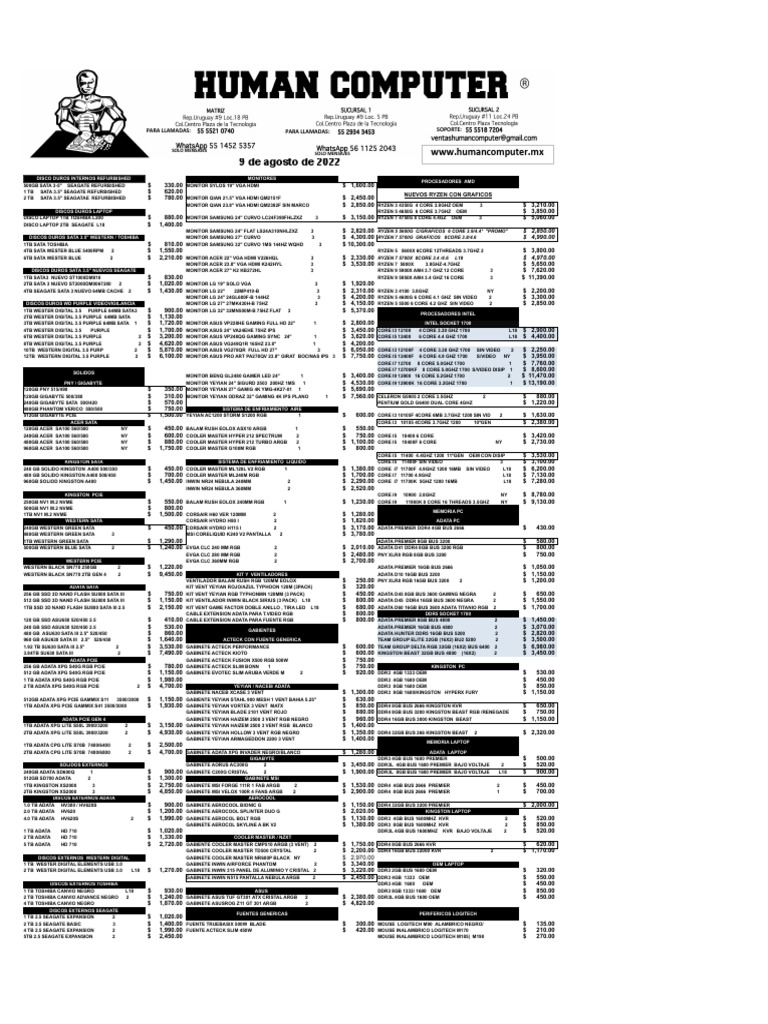 Hardware Price List August 2022 | PDF | Electronics | Computer Hardware