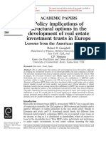 Policy Implications of Structural Options in The Development of Real Estate Investment Trusts in Europe