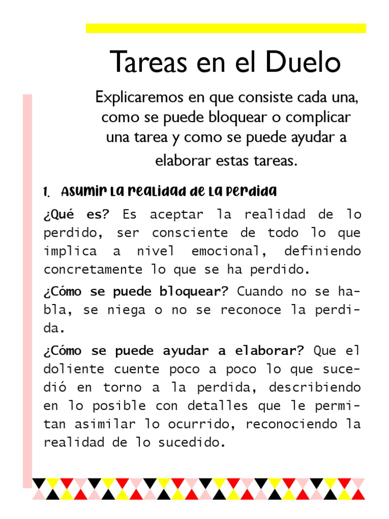 Tareas Del Duelo Pdf Dolor Las Emociones