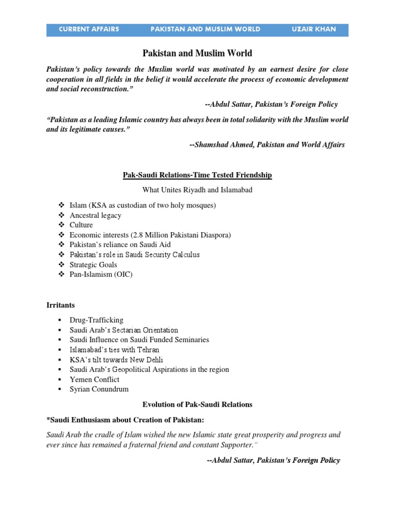 CA Pakistan and Muslim World | PDF | Pakistan | Saudi Arabia