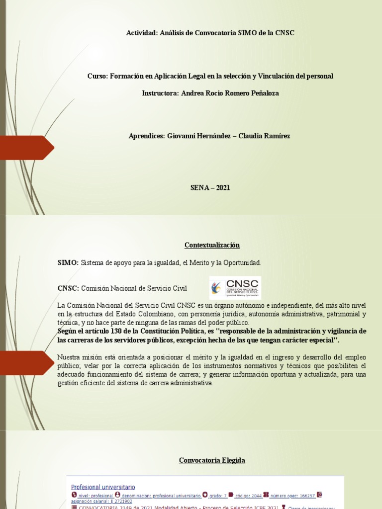 Presentación Convocatoria SIMO PDF Colombia Sicología