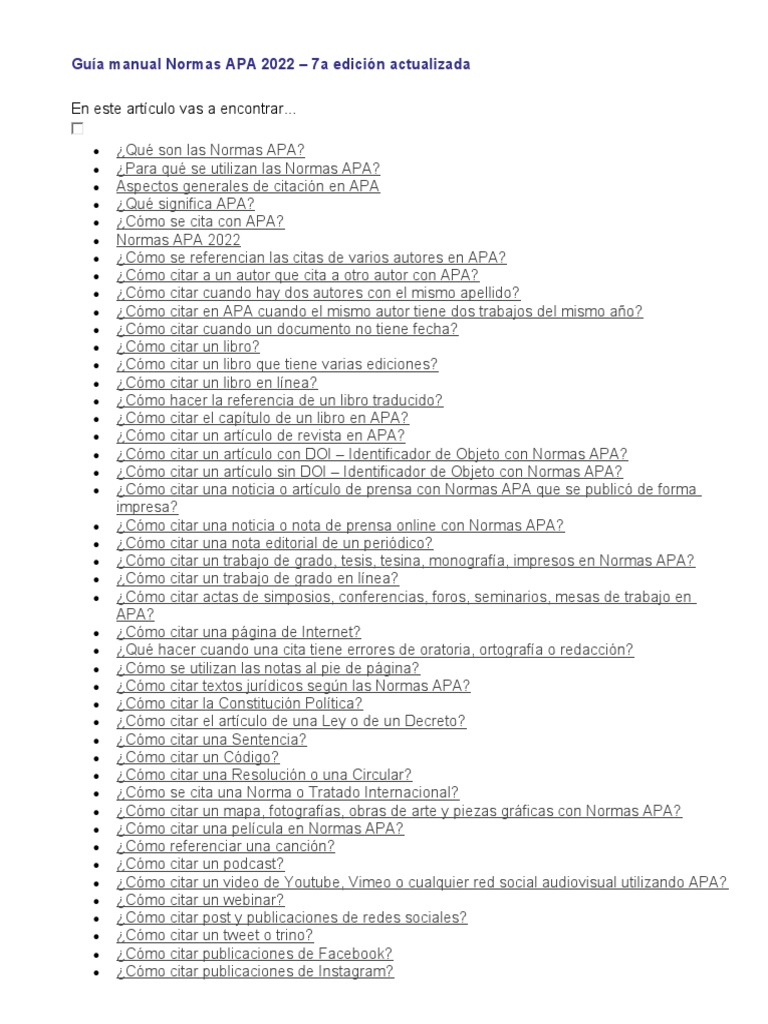 Guía Manual Normas APA 2022 PDF Estilo apa Bibliografía
