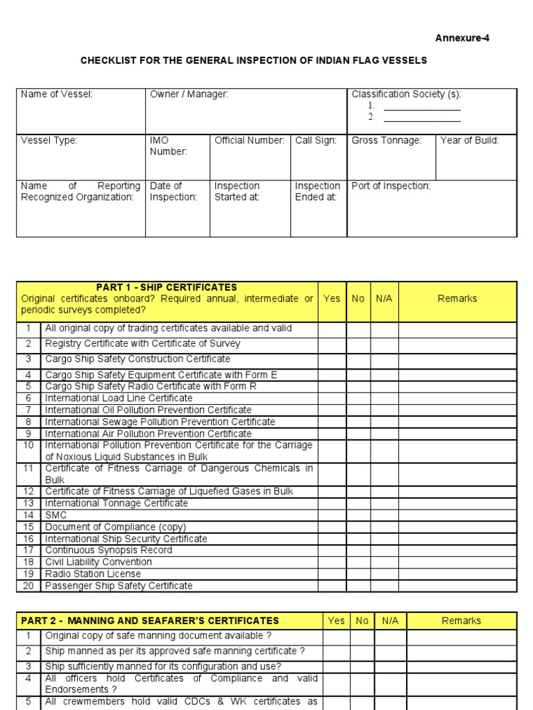 FSI Checklist (May 2011) Ships