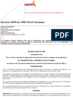 Decreto 20-90 de 1.989 Nivel Nacional