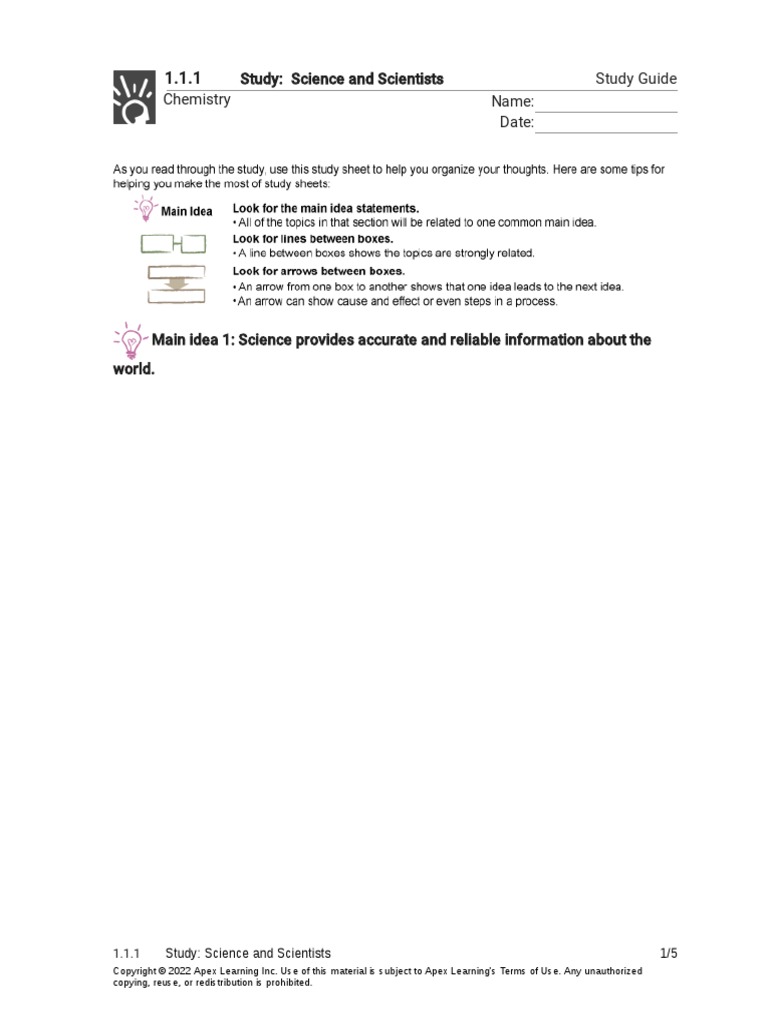 1.1.1 Study - Science and Scientists (Study Guide) | PDF