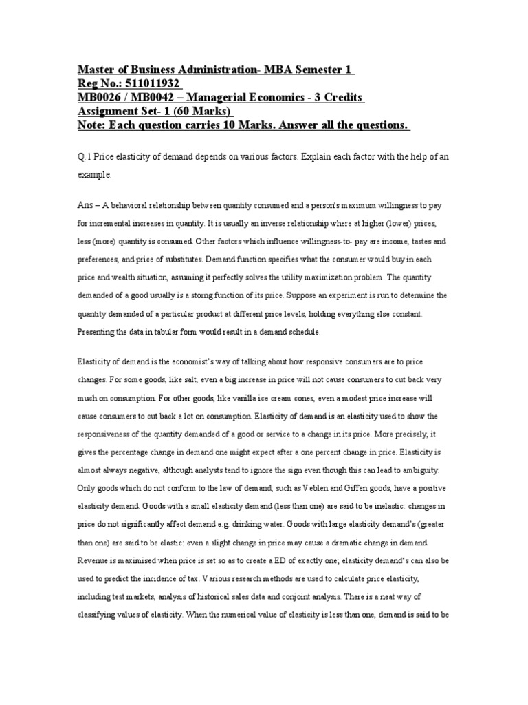 Master of Business Administration-MBA Semester 1 Reg No.: 511011932 ...