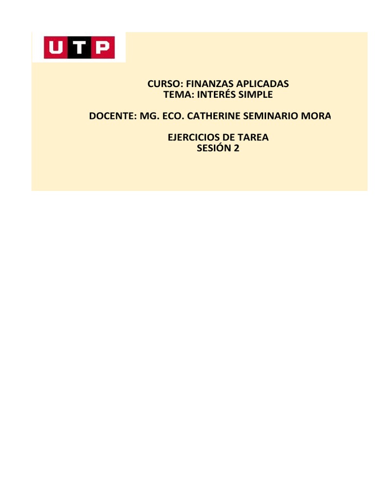 Ejercicios de Interés Simple en Finanzas | PDF | Negocios | Finanzas y ...