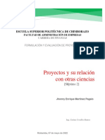 Formulaciòn de Proyectos y Su Relaciòn Con Otras Ciencias