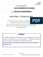 Resultados indeferidos SISU UFMG 2022