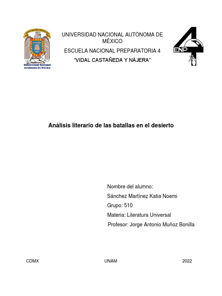 Analisis Literario de Las Batallas en El Desierto PDF Narración