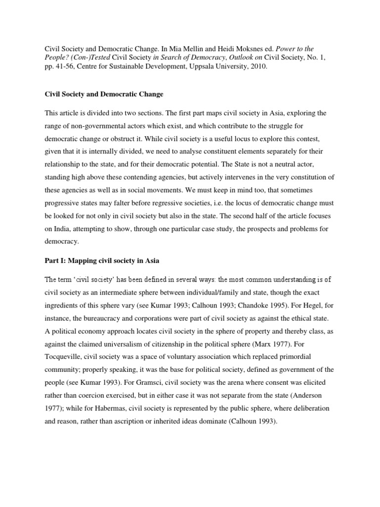 Civil Society and Democratic Change | PDF | Civil Society | Democracy