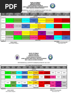 Psychosocial Activity Schedule