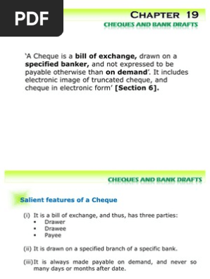 Chapter 19 Negotiable Instrument Cheque