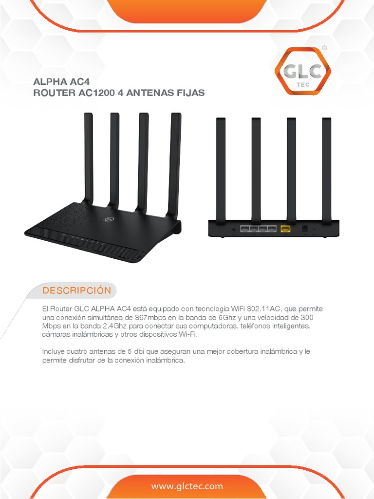 Router GLC Alpha AC4: Configuración y Características | PDF | Ieee 802. ...