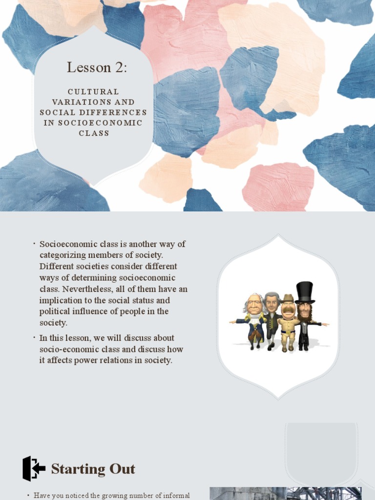 Lesson 2-Cultural Variations and Social Differences in Socioeconomic ...