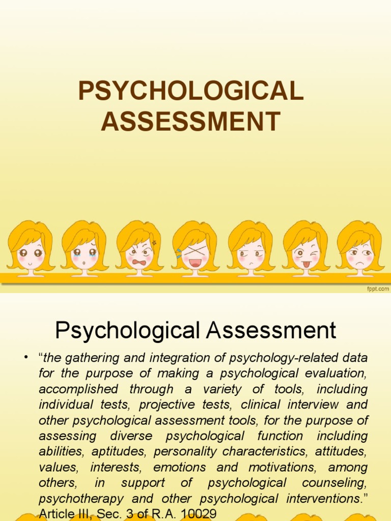 Psychological Assessment Presentation 1 PDF Test (Assessment) Psychological Testing