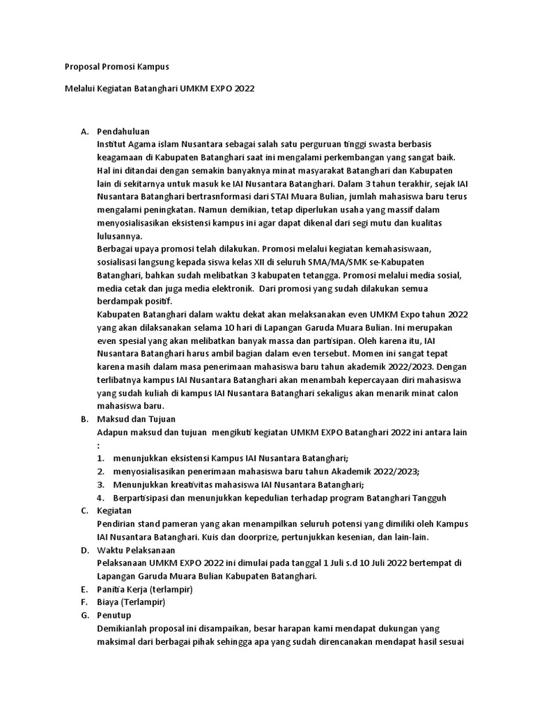 Partisipasi Iai Nusantara Di Umkm Expo Pdf