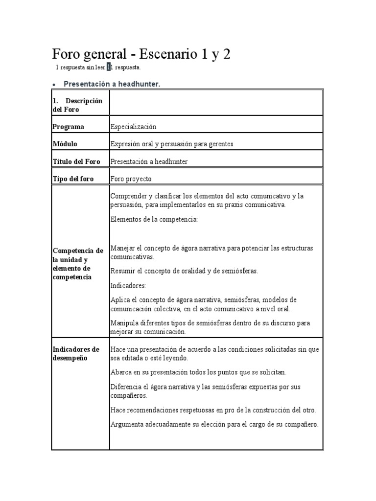 Foro General - Expresión Oral y Persuasión para Gerentes | PDF ...