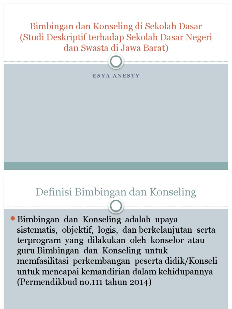 Pendekatan Bimbingan Konseling di SD | PDF | Karier & Perkembangan