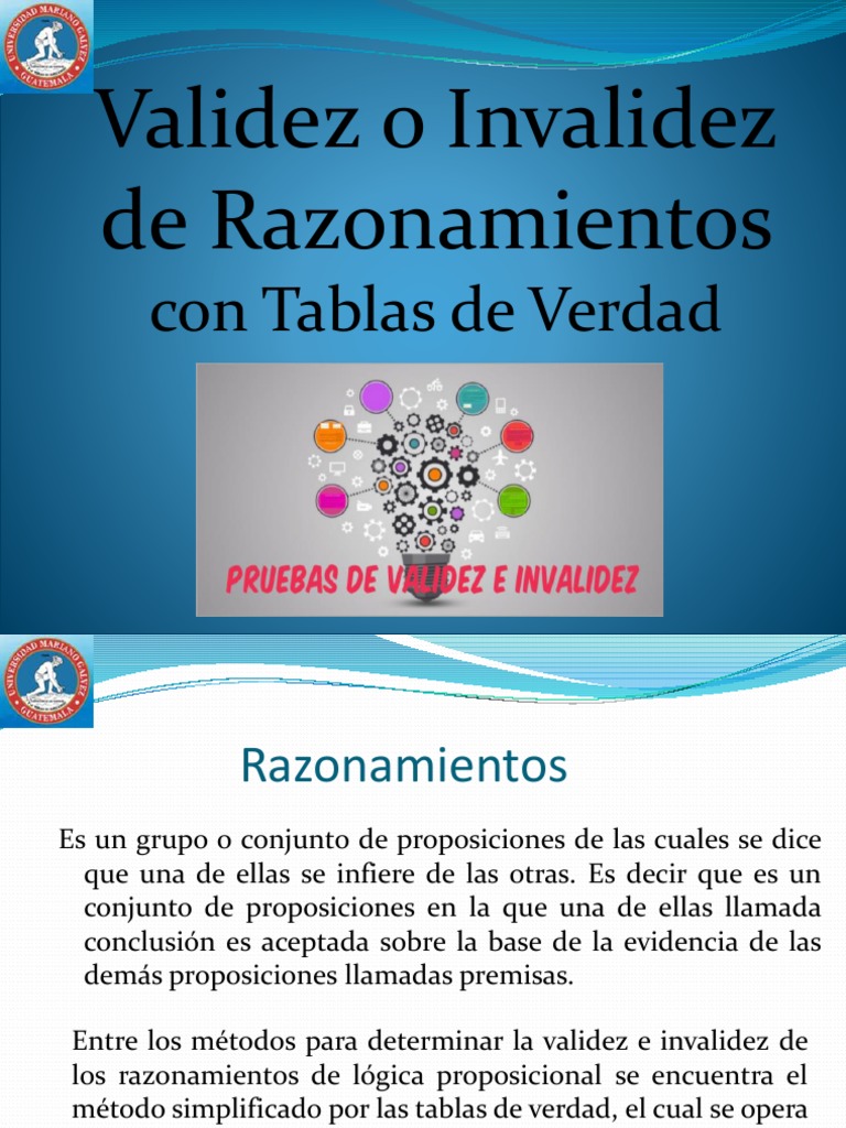 Validez o Invalidez de Razonamientos PDF Proposición Verdad