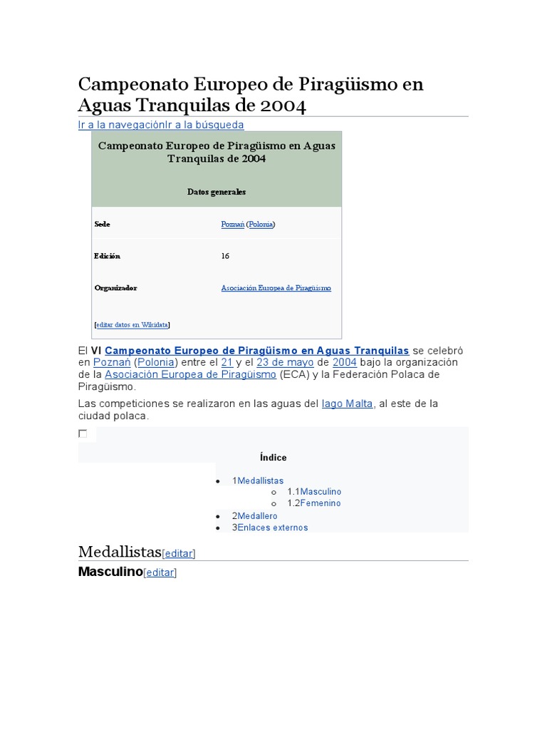 Campeonato Europeo de Piragüismo en Aguas Tranquilas de 2004 PDF