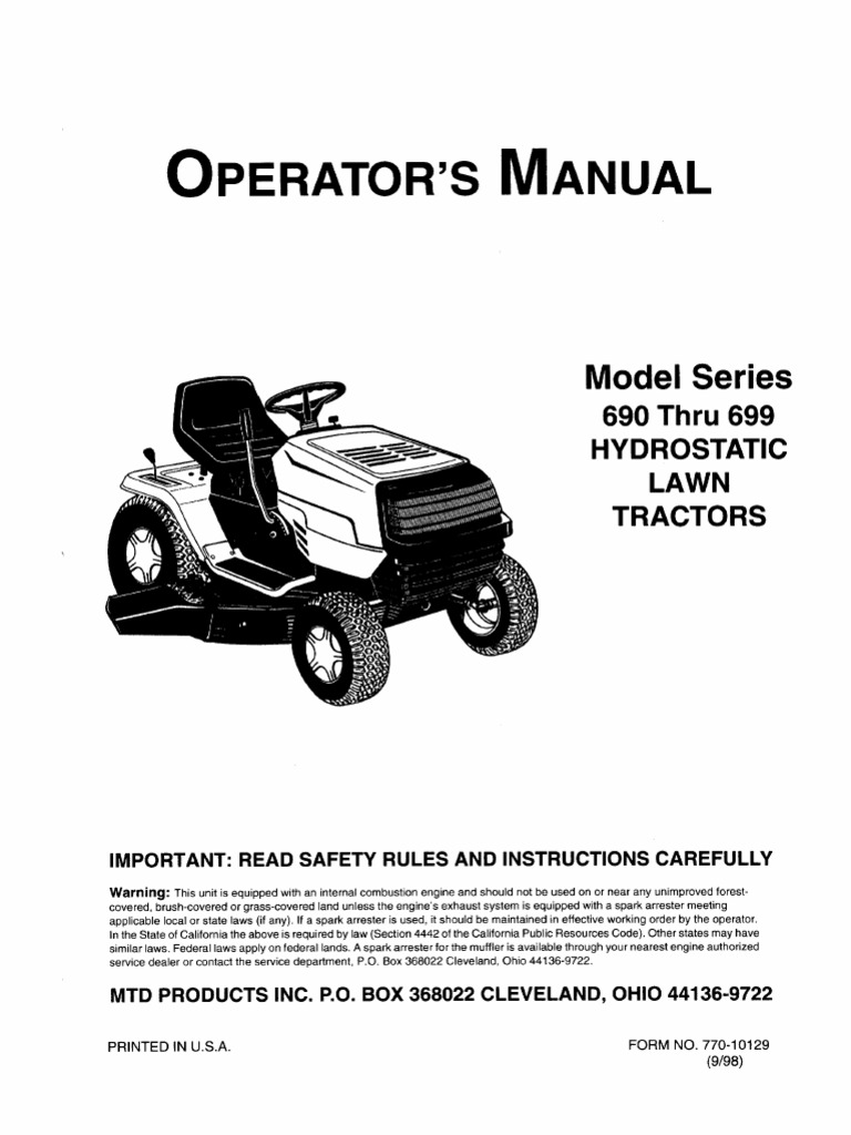 Ranch King Lawn Tractor Owner U0026 39 S Manual
