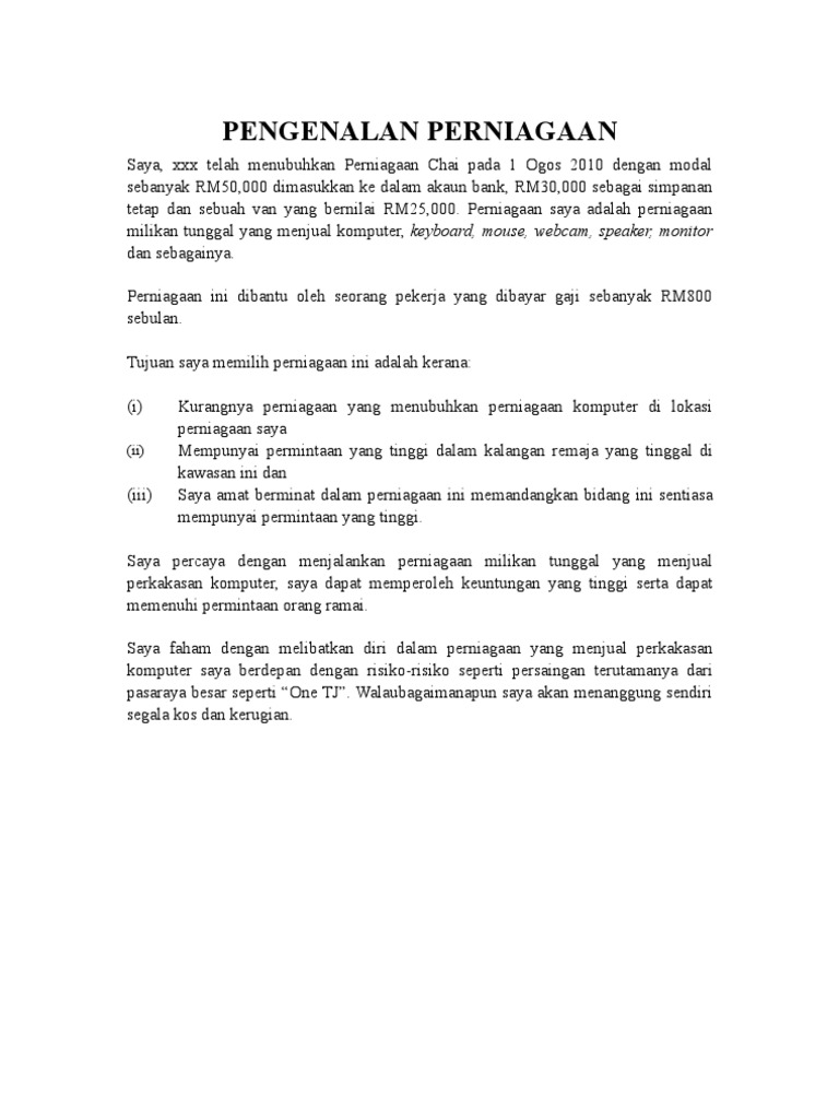 35463123 Contoh Pengenalan Perniagaan