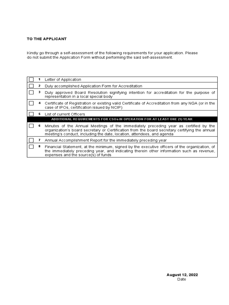 CSO Accreditation Requirements Guide | PDF | Governance | Government