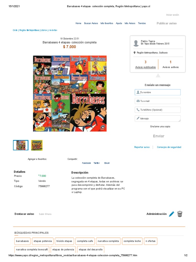 Barrabases 4 Etapas Colección Completa, Región Metropolitana _ Yapo.cl