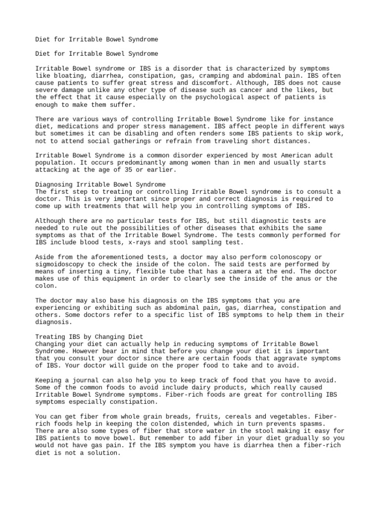 What Is The Best Diet For Irritable Bowel Syndrome Constipation