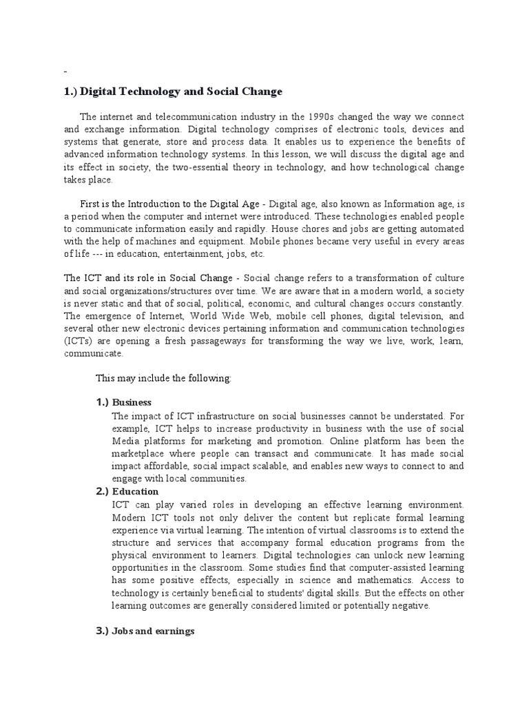 Impact of Digital Tech on Society | PDF | Internet Of Things ...