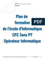 Plan de Formation CFC 3 Ans PT Opérateur Informatique Volée 2019