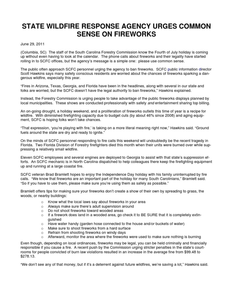 Fireworks Safety Tips PDF Fireworks Wildfire